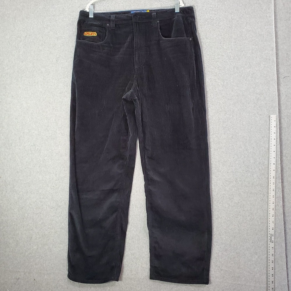 Empyre Men Pants 36 Black Corduroy Y2K Baggy Fit Relax Skater READ